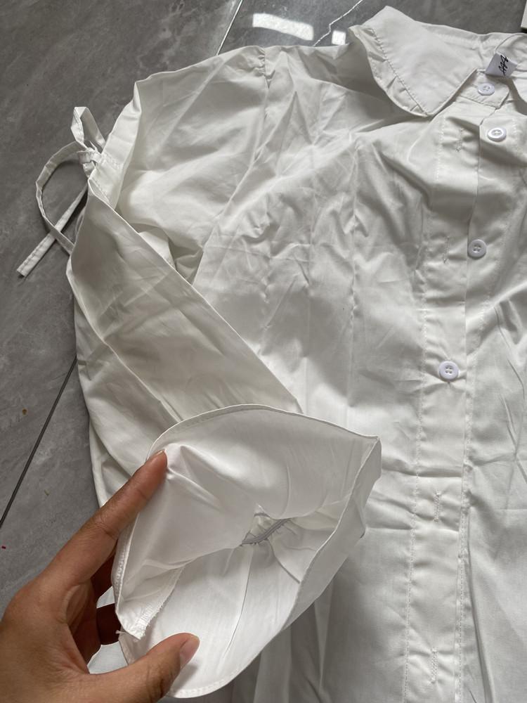 Ženy Nová móda Bílá Klopa Bílá Košile Jaro Podzimní Chic JK Dívčí Jednobarevné Obvaz Flare Rukávy Dlouhé topy Halenka