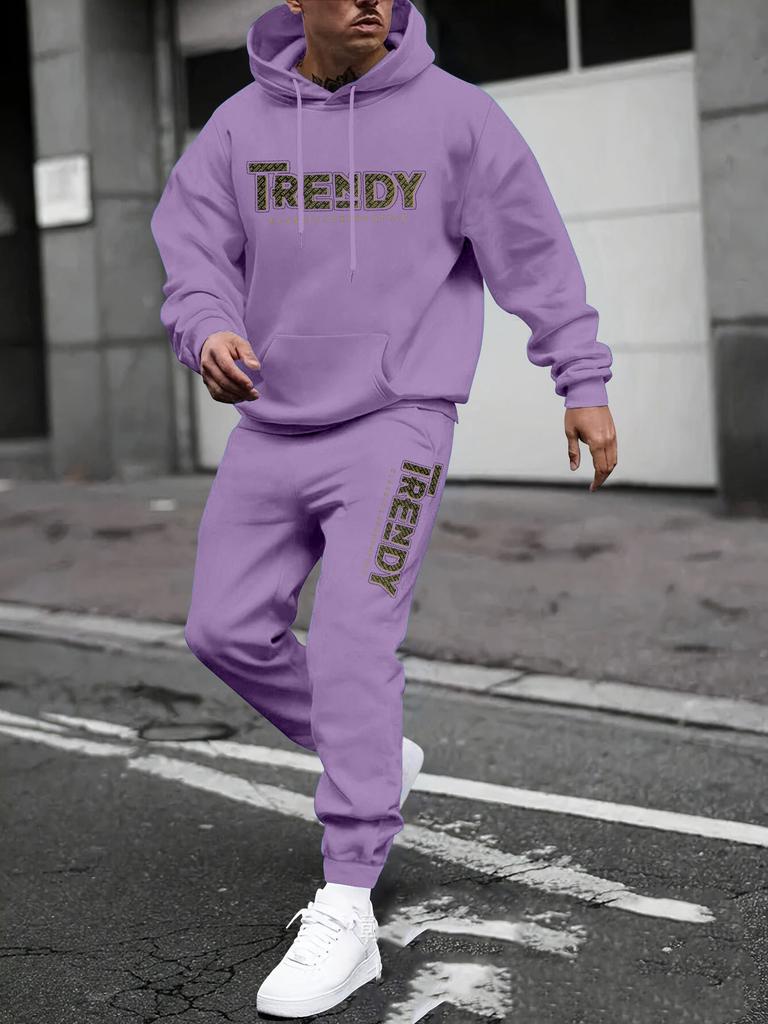 New sweater sweatpants set letter printing casual jacket autumn and winter velvet street tide youth hooded suit