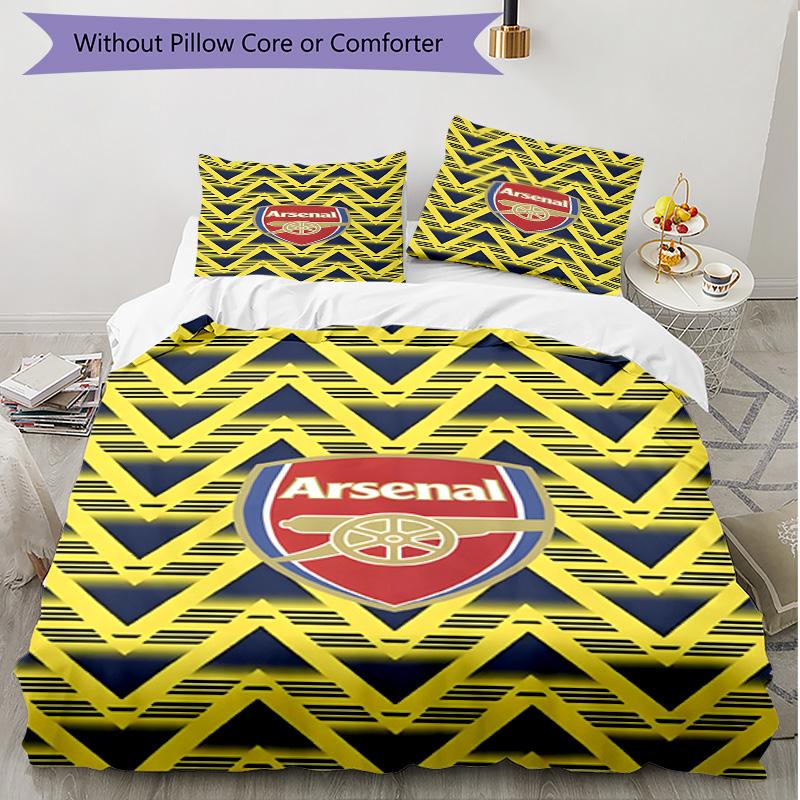 3pcs Duvet Cover Set (1*Duvet Cover + 2*Pillowcase, Without Core), Arsenal F.C Print Soft All‑Season Bedding Set, Home Bedroom Decor Gift