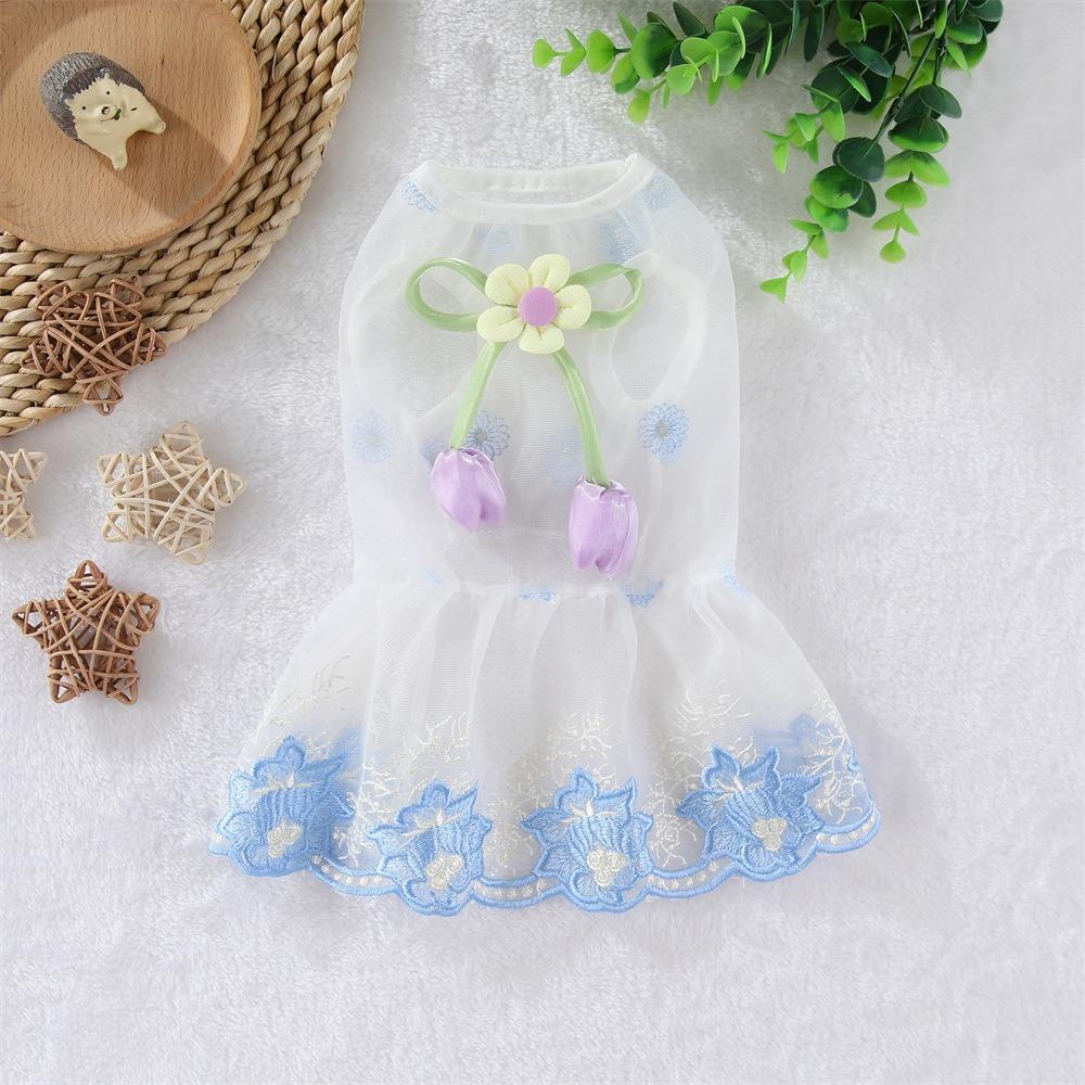 Breathable 3D Flower Pet Dress Lightweight Dog Princess Dress Puppy Summer Clothing Outdoor