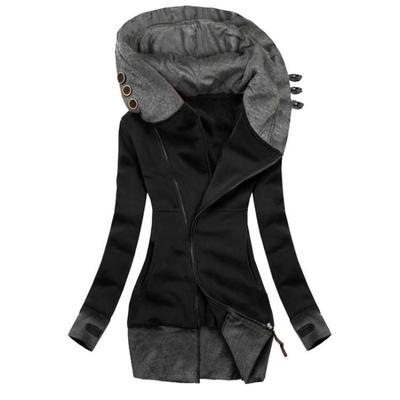 Solid Color Long Sleeve Zipper Pocket Sweatshirt Coat Jacket for Women Fashion