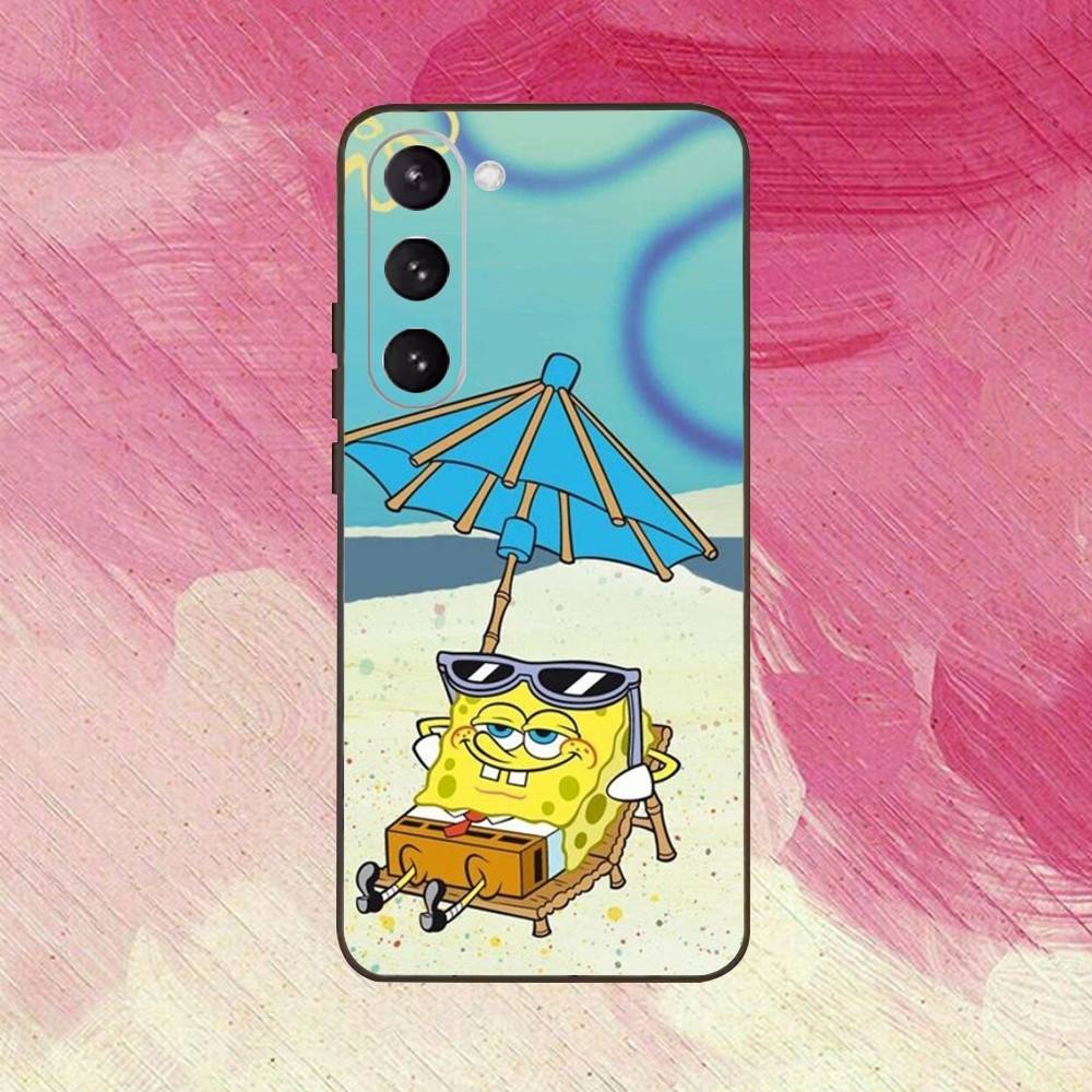 P-Patrick Star S-Spongebob-es Phone Case Black Silicone Soft For Samsung Galaxy A73,A72,A71,A70,A53,A52,A51