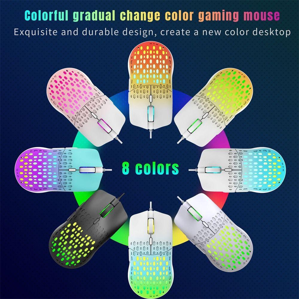 

RGB Gamer Wired Mouse Honeycomb LED Light Mice Optical Mouse Hollow Out Mouses Home Office