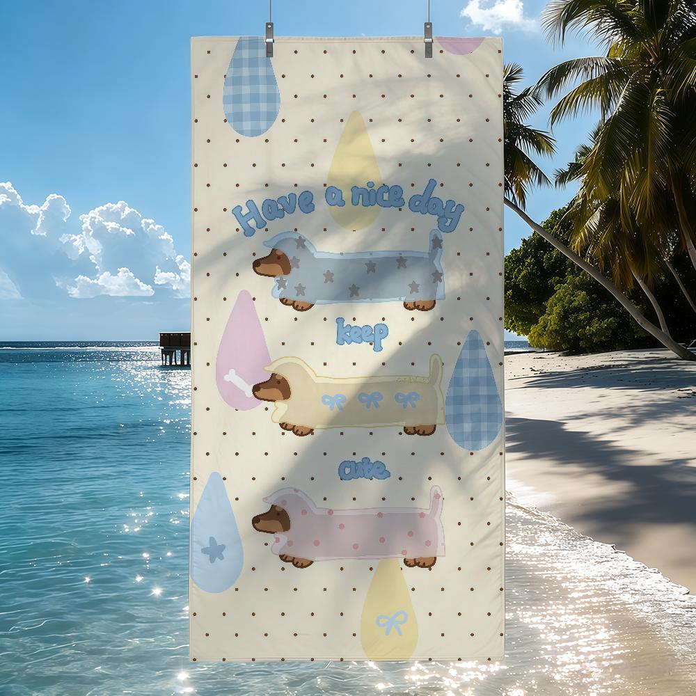 Dachshund Cute dog Cartoon Towel Quick Drying Beach Towels Are Suitable For Swimming Pools Camping Yoga And The Gym