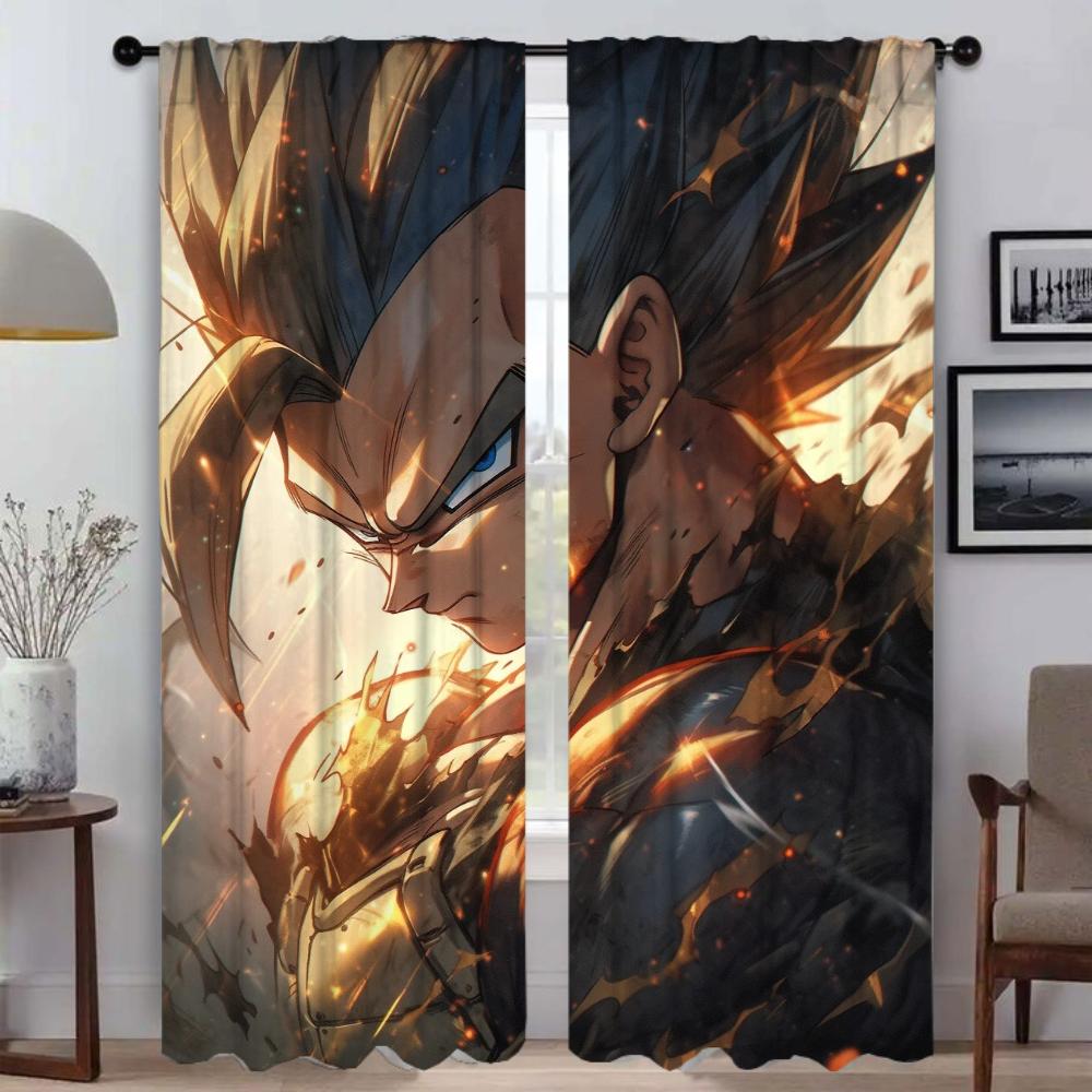 Super Handsome Vegeta Kitchen Curtains for Camera Elegant Room Curtains 2 Pieces Window Curtain Partition Halloween Decoration