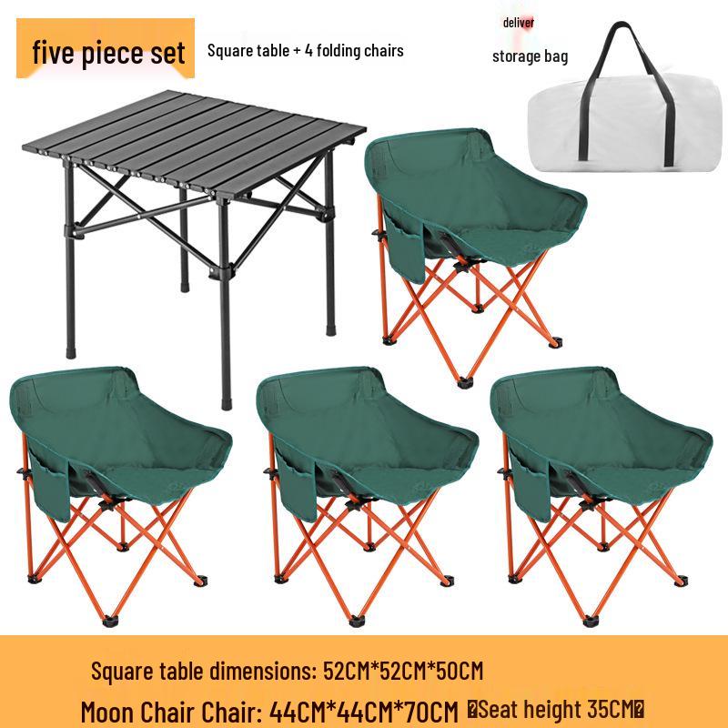 Portable Outdoor Folding Table & Chair Set for BBQs – Includes 1 Roll-up Table & 4 Chairs