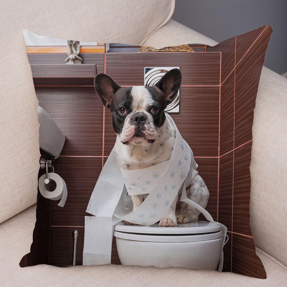 Cute Pet Mini French Bulldog Pillowcase Home Sofa Car Decoration Animal Dog Cushion Cover Printed