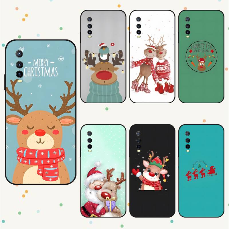 

Christmas Kawaii Elk Greets Sticker Phone Case For Vivo Y95 Y93 Y91 Y85 Y75 Y20 Y21 V19 V17 V15 Pro X60 Nex Silicone Cover