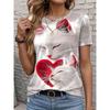 Sommer Freizeit Damen T-Shirt Cartoon Süße Katze Aufdruck O-Ausschnitt Kurzarm Damen Outdoor Lockeres T-Shirt Tops Elegante Kleidung