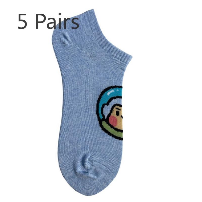 

5 пар весенне-летних носков Белые носки Мужские и женские спортивные носки Влагоотводящие Дышащие носки Короткие носки с низкой посадкой 5 pairs синий