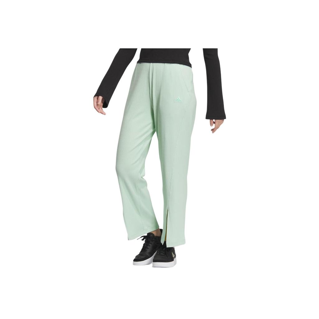 Adidas Lounge Wide Leg Knit Joggers Women Bottoms Light-Green JJ3605