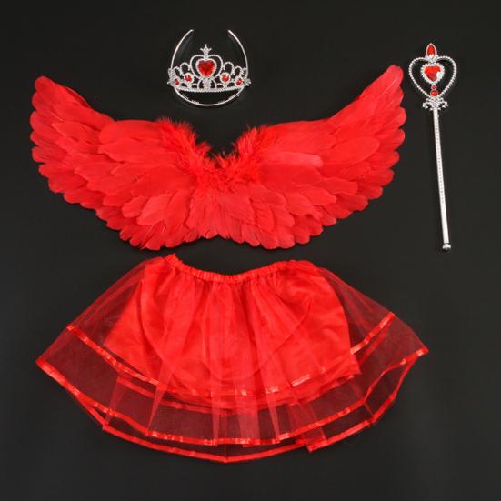 Angel Wing for Girls Women Feather Wings with Crown And Wand Fairy Costume Accessories for Cosplay Halloween Party