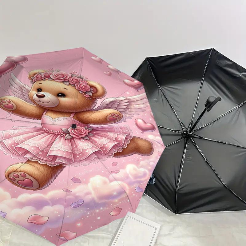 1PC Bear Angel Umbrella-8-Rib Reinforced, Automatic Open, Lightweight & Durable, Fashion Accessory for Outdoor, H0346