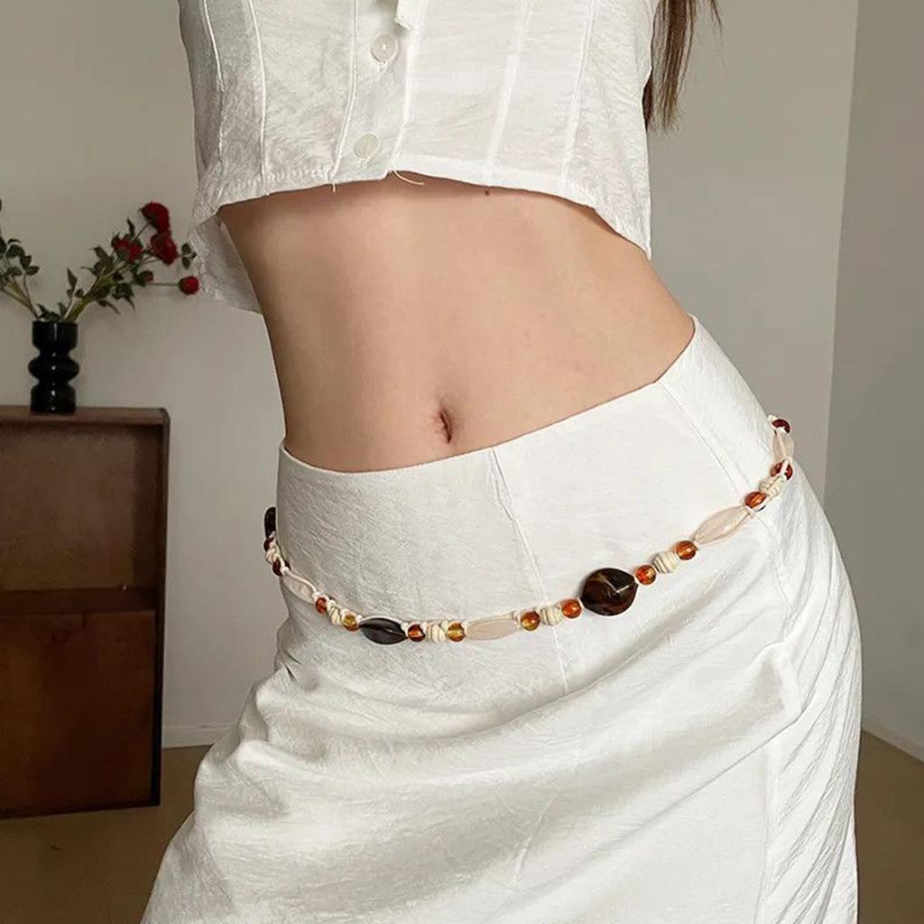 Verstellbares böhmisches geflochtenes Taillenband mit Perlendesign Taillenschmuck für Kleider und Röcke Wachsschnur-Accessoire