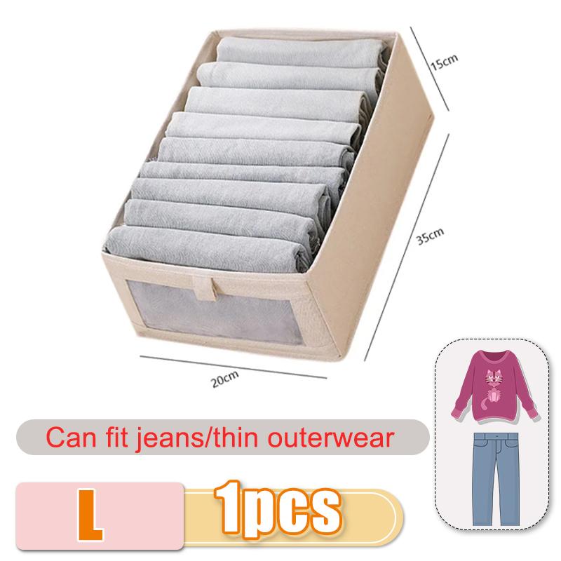 Clothes Storage Box For Household Visible Wardrobe Storage Organizers Foldable T-Shirts Jeans Underwear Pants Organizer Box