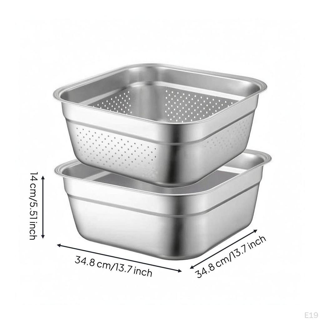 Lavabo Quadrato in Acciaio Inossidabile Lavabo Utilità Robusto per Preparazione Cibo e