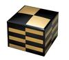 Wakaizumi Wakana Jubako Black and Gold Checkered 3 Lacquerware, 7-inch (Wakana Box), (Inner Black), Tiers, H-159-13A