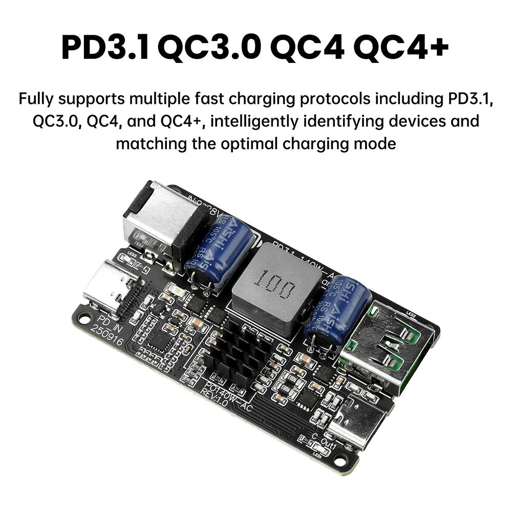PD 140W Fast Charging Module High-power DC Buck Dual Port Charging Module Type C USB Step-Down Converter PD3.1 QC3.0 QC4 QC4+