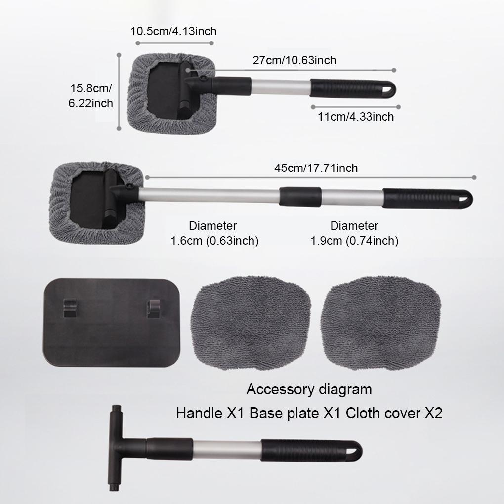 Alloy Rod Auto Windshield Brush Portable Reusable Washable Triangular Replacement Microfiber Cleaning Tool Accessories