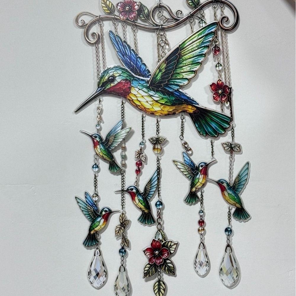 Crystal Pendants Bird Wind Chime Metal Suncatcher Wind Chime Hummingbird Wind Chime Patio Decor