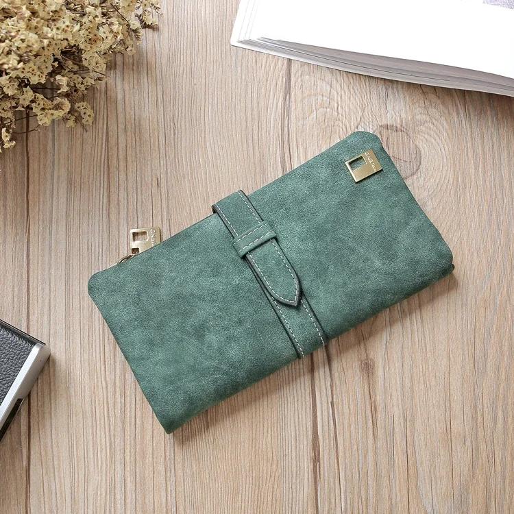 Solid Drawstring Nubuck Leather Zipper Long Women Wallet Phone Bag  Wallets Designer Purse Card Holder Clutch