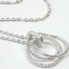 [Your and My Jewelry Box] WG-type Sterling Silver 925 Circle Motif Cubic Zirconia Diamond Triple Strand Necklace [Gift Wrapped] (Silver)