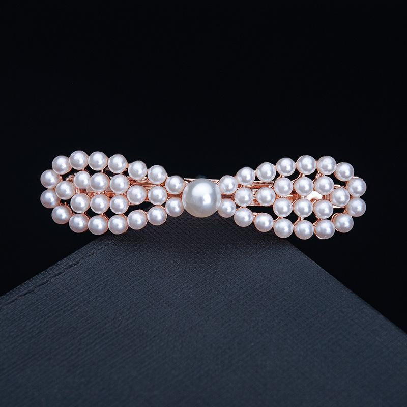 Hair Accessories Rhinestone Bow Hair Clip, Adult Pearl Horizontal Clip, Ponytail Clip, Top Clip, Spring Clip, Small Pearl Hair Clip