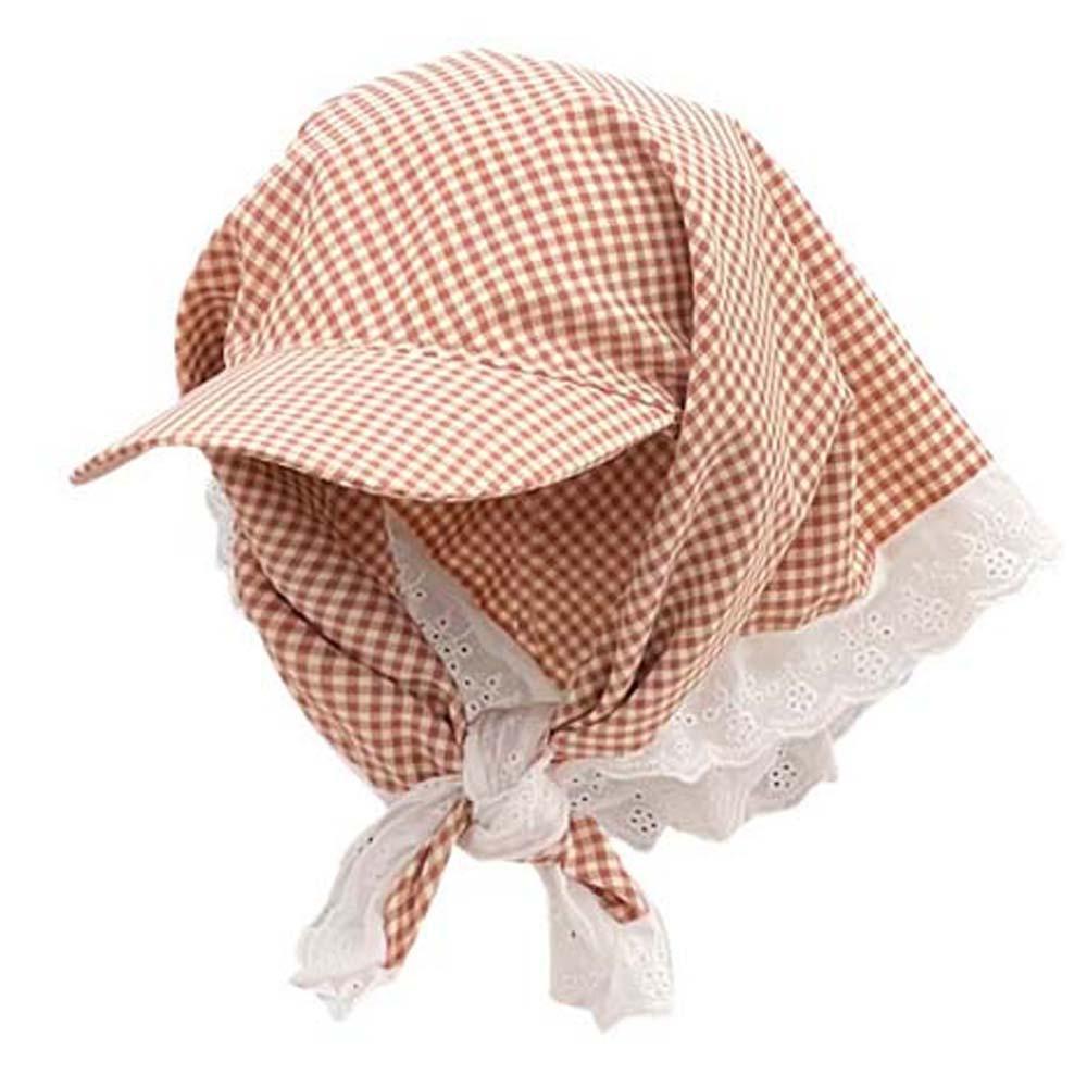 Driving Rural Style Headscarf Baseball Hat Plaid Cotton Triangle Headscarf Hat Soft Sunshade Scarf Peaked Cap Summer Outing