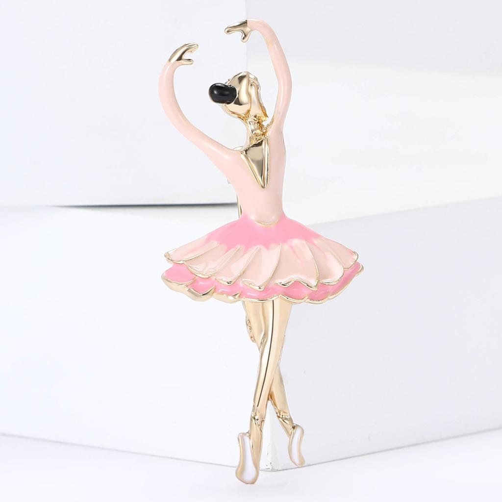 Fashion Rhinestone Dancing Girl Brooches for Women Enamel Character Pin Event Party Gift Backpack Decoration Clothes Accessories