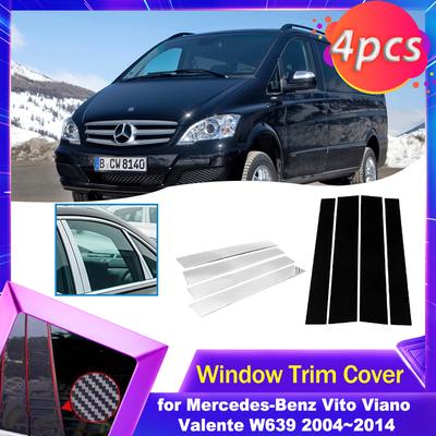 Door Window Trim Cover for Mercedes-Benz Vito Viano Valente W639 2004~2014 Carbon Fiber Chrome Sticker Pillar Posts Accessories
