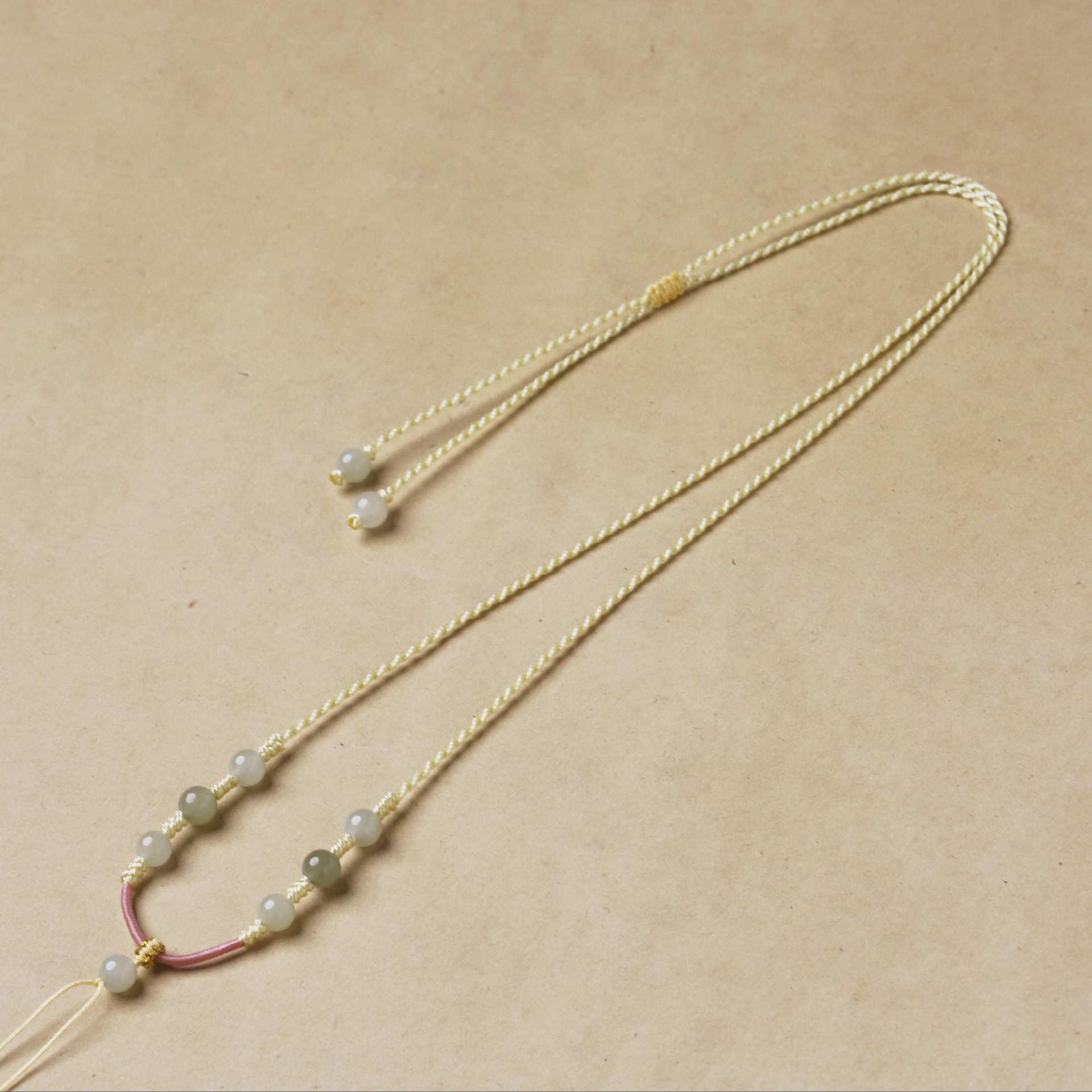 

Элегантное регулируемое ожерелье-подвеска из нефрита Хетиан ручной работы для мужчин и женщин 6mm