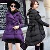 Small Temperament Slim Cotton Clothes Women's Medium and Long Winter Fluffy Thickened Warm Jacket Lapel Cotton-padded Clothes Tide