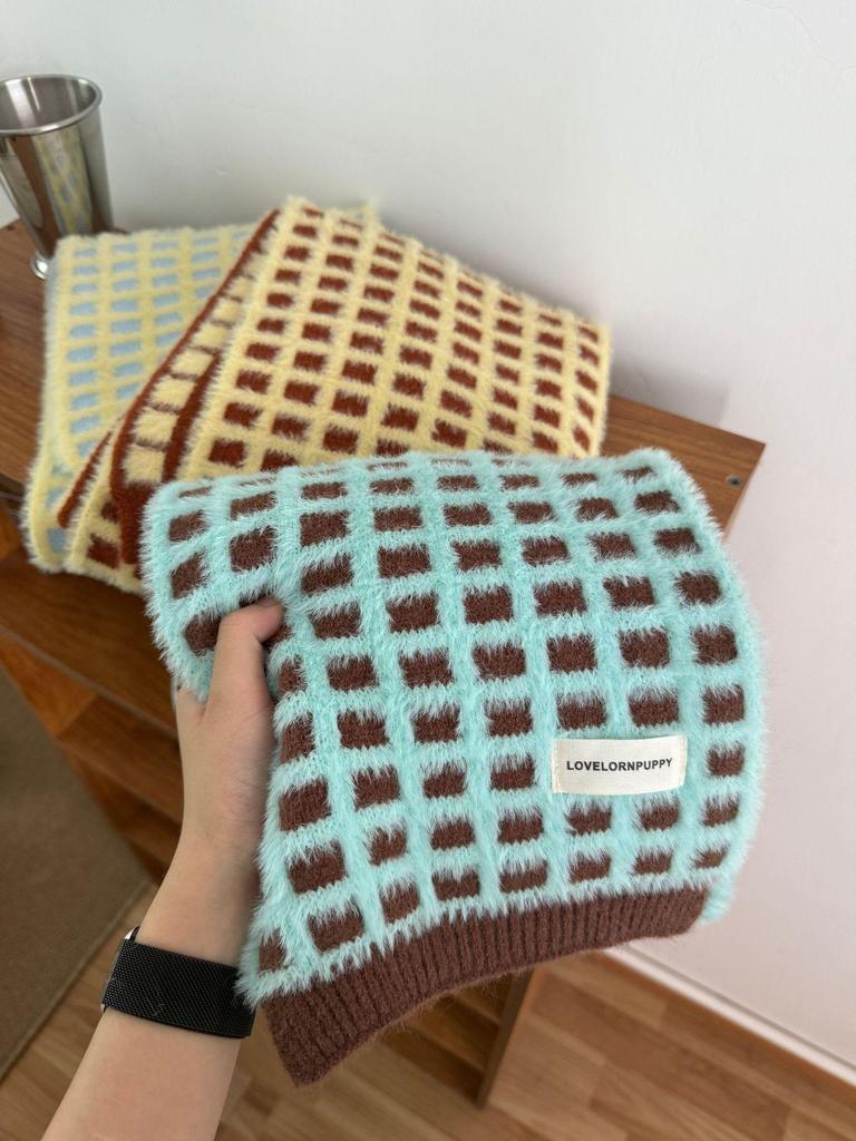 Mint Chocolate Soft Scarf – Cozy & Cute Waffle Pattern for Fall/Winter Women