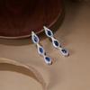 French Vintage Sapphire Y Necklace Water Drop Gradient Choker Banquet Women