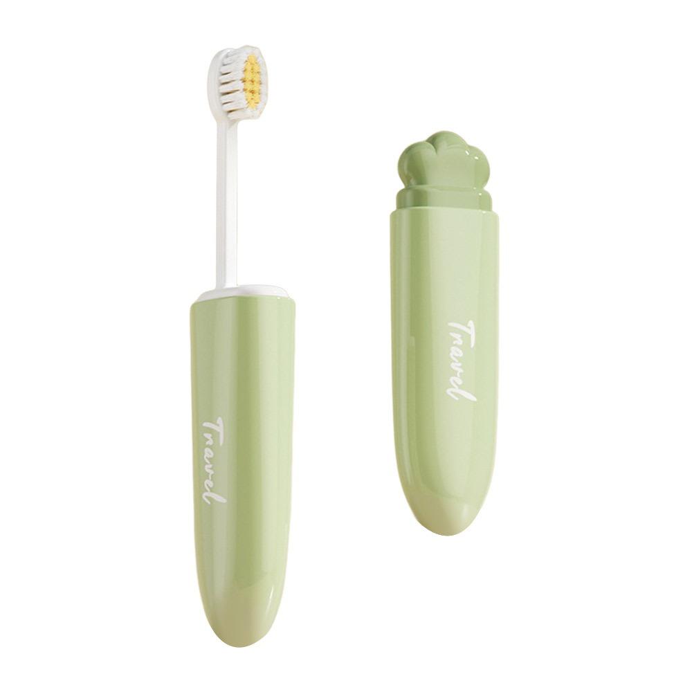 

Mini Travel Toothbrush Set 2-IN-1 Foldable Toothpaste Dispenser for Outdoor Camping Travel