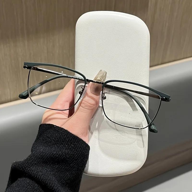 2PCS Square Half Frame Metal Business Glasses for Men Anti Blue Light Glasses Computer Anti Radiation Glasses for Women