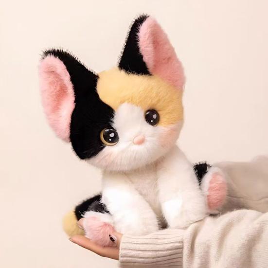 Boneca de Gato Realista Siamês Tricolor Brinquedo de Pelúcia Animal de Pelúcia Macio Amigo de Mesa Fofo e Presente de Apoio Emocional