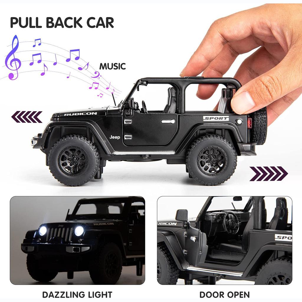 1:Model auta Wrangler v měřítku 32, stahovací autíčko ze zinkové slitiny se zvukem a světlem pro děti, chlapec, dívka