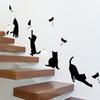 Playful Black Cat Wall Stickers Whimsical and Elegant Self-Adhesive Wall Art for Bedroom and Hallway Home Decor