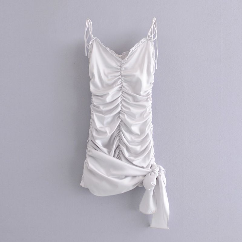 

New Arrival Silm Pleating Irregular Skirt Graceful Satin 6398 as shown in figure L