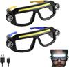 Rechargeable LED Headlamp Glasses, Safety Glasses with Light, 5 Modes USB-C Rechargeable Head Light for Running Camping Fishing Cycling Repair Work
