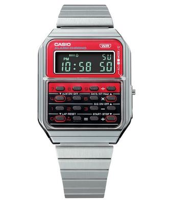 Vintage Heritage Colors Digital Edelstahl Quarz CA-500WE-4B Unisex Taschenrechner Uhr