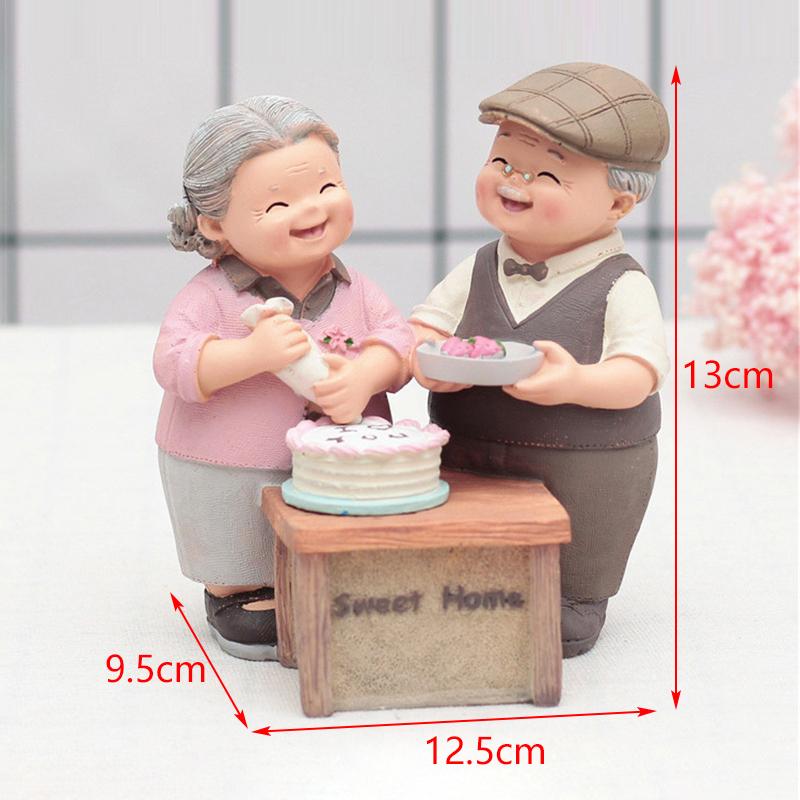 Grandparents Figurines Elderly Couple Figurines Craft Night Light Miniature Sweet Ornament Love Statue Bedside Decor Accessories