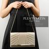 Party Bag for Weddings, Black Clutch, Women's 2-Way Gold Point Pleated Satin Clutch Bag with Long Chain (Silver)