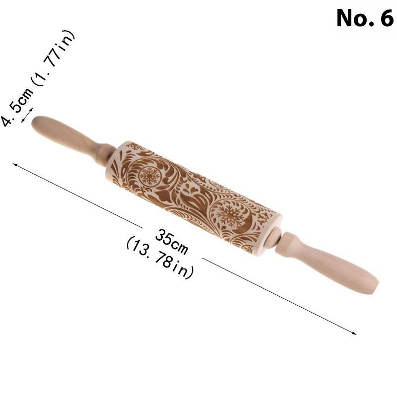 

Christmas 35X4.5Cm Wooden Rolling Pins Rock Snowflake Elk Engraved Baking Cookies Rolling Pin For Cake Patterned Baking 3D Mold
