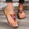 Sandals women's summer new beach shoes herringbone beaded flat sandals large size women's sandals