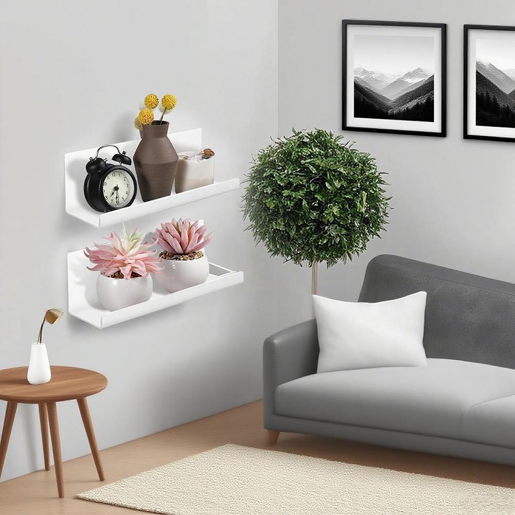 2pcs Acrylic Floating Shelves Sturdy Home Storage Rack No Drill,Space-Saving Easy-To Install! Home Accessories Decorative Stands