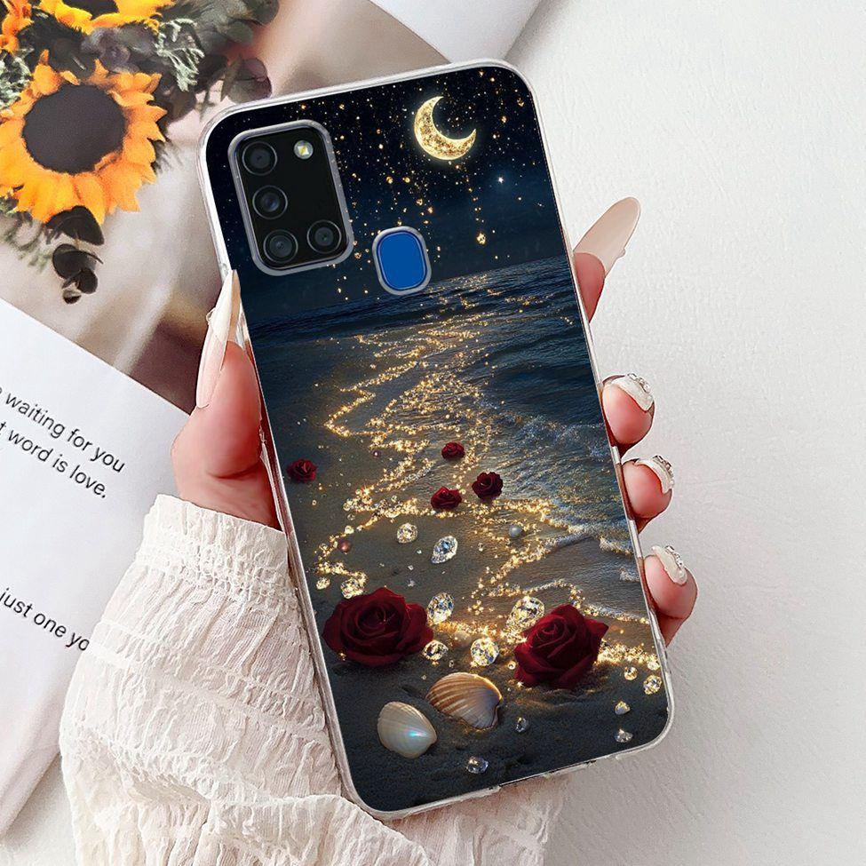 For Samsung A21s Case Cover Clear Fashion Luxury Cute Painted Back Cover For Samsung Galaxy A21s Phone Case A217F A217M A217N