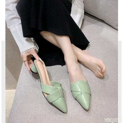 Women Fashion High Quality Round Heel Shoes Casual Sweet High Heels Plus Size Women Sandals Summer Riband Decoration Slippers