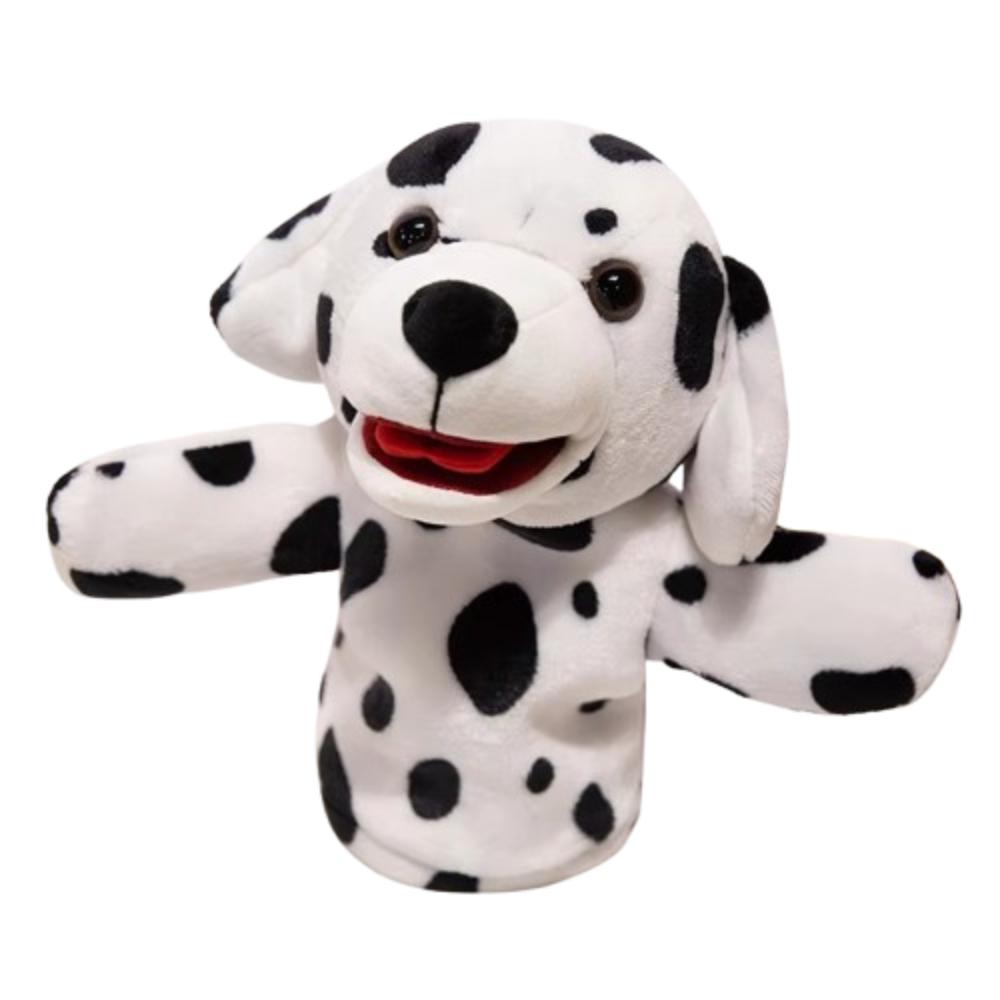 Simulation Little Yellow Dog Hand Puppet Soft Stuffed Plush Dalmatian Toys  Parent-child